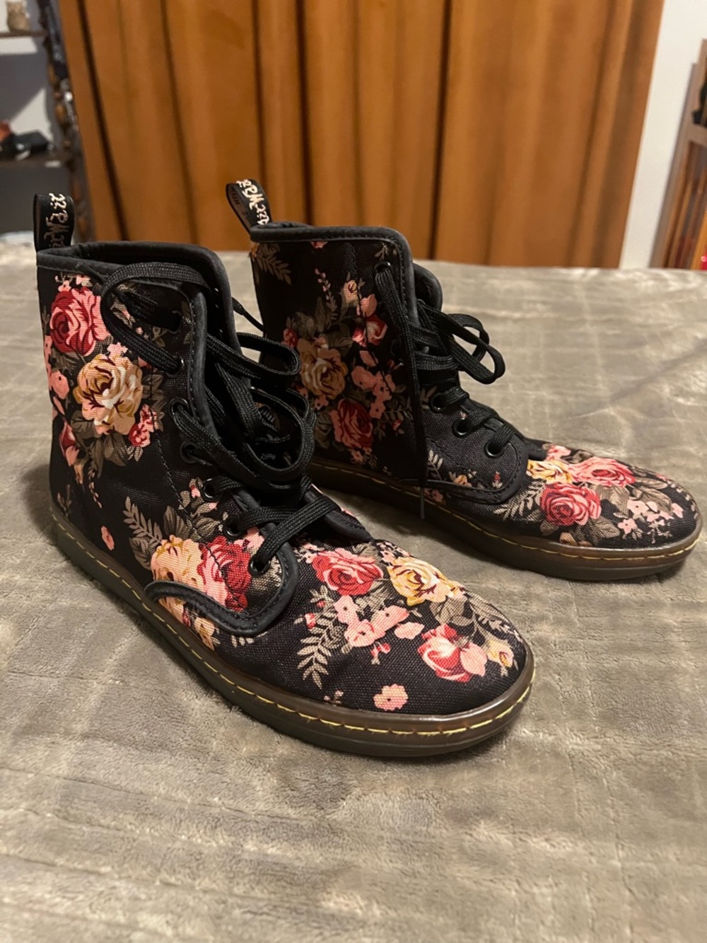 Dr. Martens Black Floral Lace-Up Boots